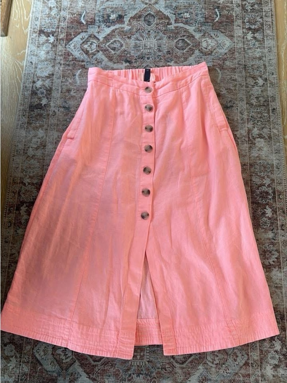 Universal Thread Pink Button-Front Midi A-Line Skirt